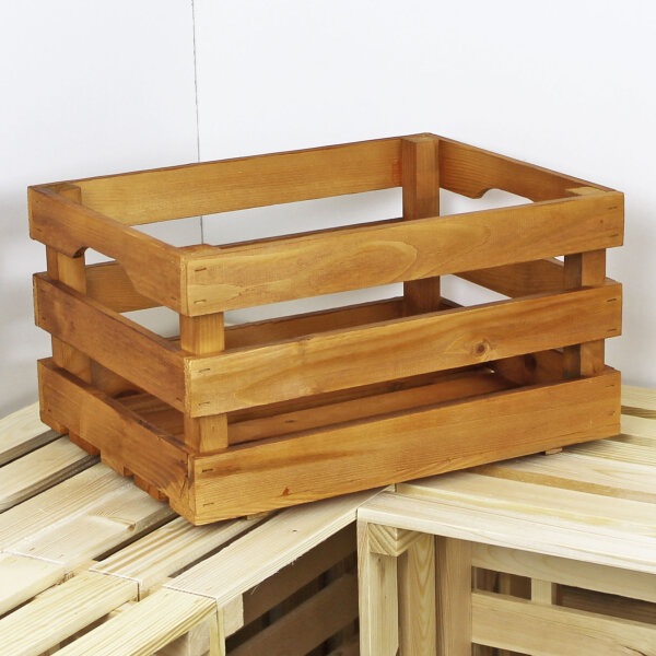 Holzkiste M Hellbraun zur Aufbewahrung Dekoration 40x30x22,3 cm - Stiege Steige Obstkiste Präsentkorb Geschenk
