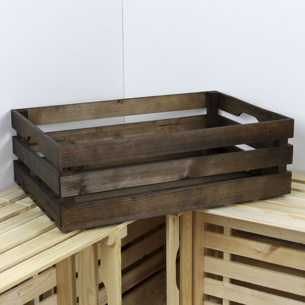 Holzkiste L Dunkelbraun zur Aufbewahrung Dekoration 59,5x39,5x20,5 cm - Stiege Steige Obstkiste Präsentkorb Geschenk