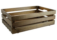Holzkiste L Dunkelbraun zur Aufbewahrung Dekoration 59,5x39,5x20,5 cm - Stiege Steige Obstkiste Präsentkorb Geschenk