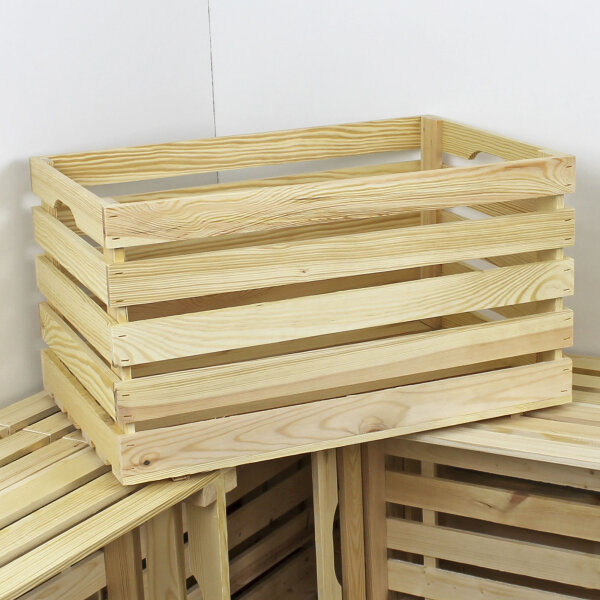 Holzkiste XL Natur zur Aufbewahrung Dekoration 59,5x39,5x34 cm - Stiege Steige Obstkiste Präsentkorb Geschenk