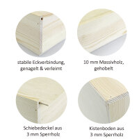 Weinkiste Schiebedeckel Holzwolle 1 Flasche 36x11,5x11,5cm - Holzkiste Weinbox Weinverpackung Kiste Deckel