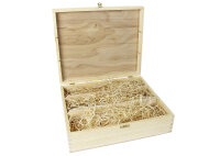 Weinkiste Klappdeckel Verschluß Holzwolle Teiler 3 Flaschen 36x30,6x11,5cm - Holzkiste Weinbox Weinverpackung Kiste Deckel