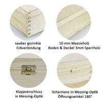 Weinkiste Klappdeckel Verschluß Holzwolle Teiler 3 Flaschen 36x30,6x11,5cm - Holzkiste Weinbox Weinverpackung Kiste Deckel