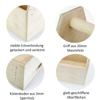 Werkzeugkiste aus Holz Natur mit Tragegriff S 26x14x22cm - Hausmeisterkiste Tragekiste Kiste