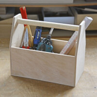 Werkzeugkiste aus Holz Natur mit Tragegriff S 26x14x22cm - Hausmeisterkiste Tragekiste Kiste