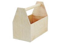 Werkzeugkiste aus Holz Natur mit Tragegriff S 26x14x22cm - Hausmeisterkiste Tragekiste Kiste