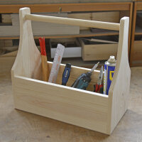 Werkzeugkiste aus Holz Natur mit Tragegriff M 40x20x38cm - Hausmeisterkiste Tragekiste Kiste