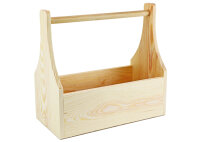 Werkzeugkiste aus Holz Natur mit Tragegriff M 40x20x38cm - Hausmeisterkiste Tragekiste Kiste