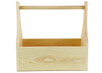 Werkzeugkiste aus Holz Natur mit Tragegriff M 40x20x38cm - Hausmeisterkiste Tragekiste Kiste