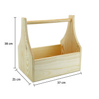 Werkzeugkiste aus Holz Natur mit Tragegriff L 37x25x38cm...