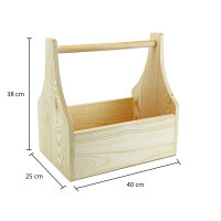 Werkzeugkiste aus Holz Natur mit Tragegriff XL 40x25x38cm...