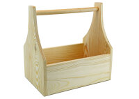 Werkzeugkiste aus Holz Natur mit Tragegriff XL 40x25x38cm - Hausmeisterkiste Tragekiste Kiste
