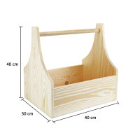 Werkzeugkiste aus Holz Natur mit Tragegriff XXL...