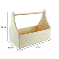 Werkzeugkiste aus Holz Natur mit Tragegriff 3XL...