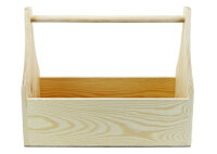 Werkzeugkiste aus Holz Natur mit Tragegriff 3XL 47x25x38cm - Hausmeisterkiste Tragekiste Kiste