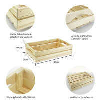 Holzkiste S zur Aufbewahrung Dekoration 40x25x9,6 cm - Stiege Steige Obstkiste Präsentkorb Geschenk