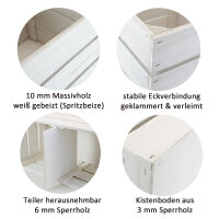 Holzkiste mit Teiler Weiß - Dekokiste Geschenkverpackung Aufbewahrung