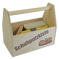 Schuhputz-Set - 10-teilig in praktischer Holzkiste mit Tragegriff - Schuhpflege-Set - Geschenkidee