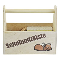 Schuhputz-Set - 10-teilig in praktischer Holzkiste mit Tragegriff - Schuhpflege-Set - Geschenkidee
