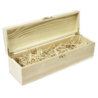 1er Weinkiste aus Holz mit Bügelverschluss und Aufdruck Weihnachten und optional Holzwolle