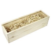 1er Weinkiste aus Holz mit Schiebedeckel und Aufdruck Weihnachten und optional Holzwolle