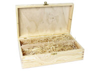 2er Weinkiste aus Holz mit Klappverschluss und Aufdruck Weihnachten und optional Holzwolle