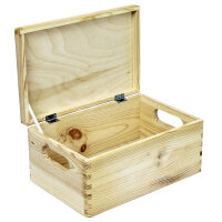 Holzkiste Geschenkbox mit Klappdeckel und Grifflöchern mit Aufdruck Weihnachten