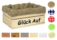 Holzkiste mit Aufdruck Glück Auf - Stiege Steige...